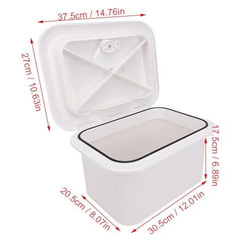 Marine Boat Storage Box ABS 37.5X27X17.5cm Boat Embedded Storage for Bait Fishing Gear Tools White