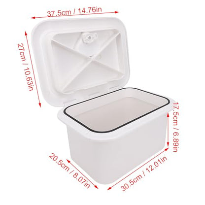 Marine Boat Storage Box ABS 37.5X27X17.5cm Boat Embedded Storage for Bait Fishing Gear Tools White