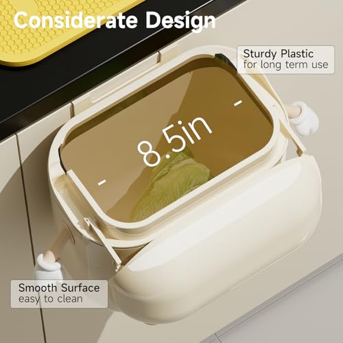 UFORU Plastic Hanging Trash Can with Lid, 3.2 Gallon Kitchen Compost Bin