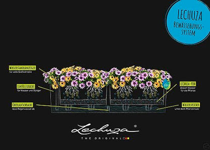 Lechuza BALCONERA Color 80 Nutmeg, Self-Watering Window Box (Railing Planter), H7.5 L31.5 W7.5 in - color: Nutmeg Matte, size: 80 cm, style: 80