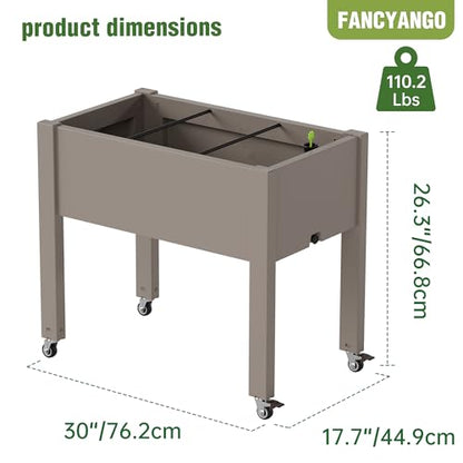Fancyango Raised Garden Bed with Wheels 26.3" Hx2 -Gray - color: Gray, size: 26.3"Hx2