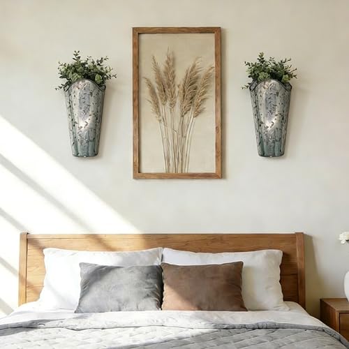12 Inches Galvanized Wall Planters, Set of 2 - color: Silver
