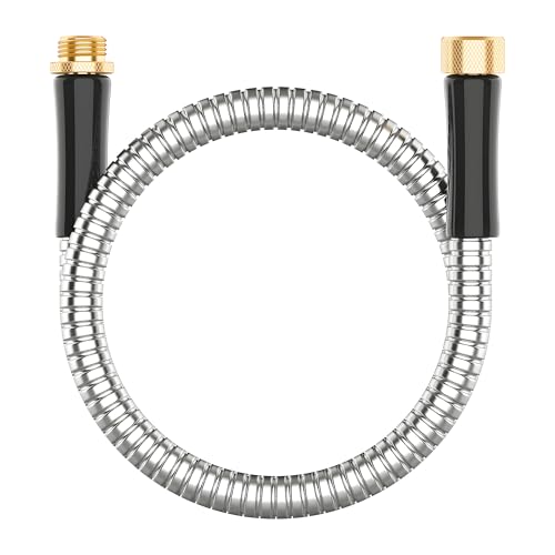 Short Metal Garden Hose 3 ft Connector, Stainless Steel Small Hose Extension Adapter for Hose Reel, Long, Flexible, Lightweight & Heavy Duty Water Pipe, No Kinking Outdoor Water Hose for Yard, 3 Feet - size: 3ft Male to Female