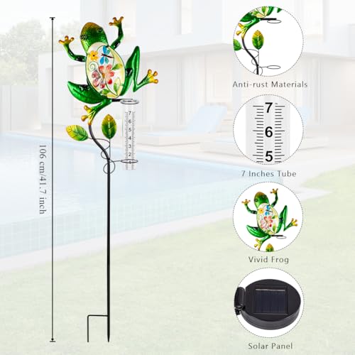 Solar Rain Gauge Outdoor, Frog Rain Gauge