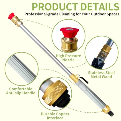 High Pressure Hose Nozzle for Garden Hose,Leak-Free Jet Wand with 5 Nozzles - color: Gray