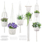 Macrame Plant Hangers 5Pack, Handmade Cotton Rope Hanging Planters - color: White