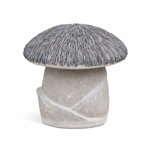 Alpine Corporation VTFAM178S Small Cement Mushroom Garden Statue – 13” Decorative Outdoor Yard Sculpture – Rustic Concrete Mushroom Statuary for Patio, Lawn & Indoor Décor - color: Gray Mushroom