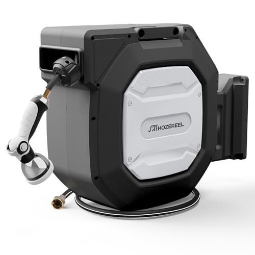 Retractable Garden Hose Reel 5/8" x 100 ft, Metal Bracket Design - color: Black, size: 5/8" x100FT Metal Bracket
