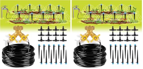 HIRALIY 50ft Drip Irrigation Kit Plant Watering System 8x5mm Blank Distribution Tubing DIY Automatic Irrigation Equipment Set for Garden Greenhouse Flower Bed Patio Lawn (Pack of 2) - size: 49.2 ft (Pack of 2)