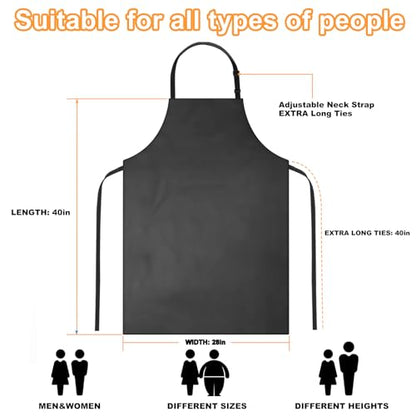 4 Pack Waterproof Rubber Apron, Adjustable Black Apron for Men & Women - color: Black