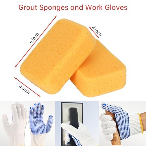 Square Notched Tile Trowel Set, with Rubber Grout Float and Grout Sponge - size: Trowel and Float Set