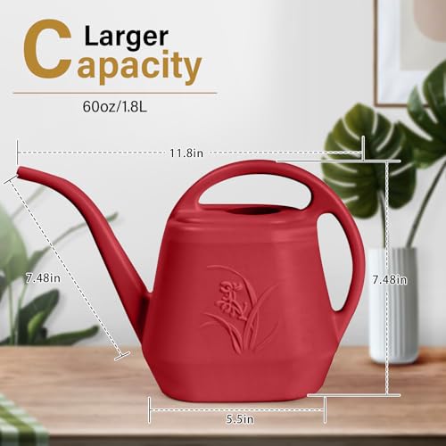 Hand Watering Can - for Home Plant Garden - 1/2 Gallon - Wine Red - color: Wine Red