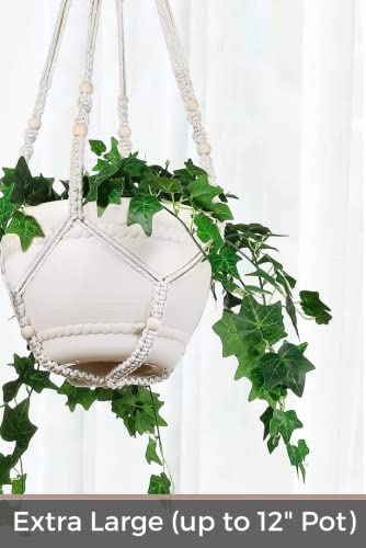 2 Pack Macrame Plant Hanger Large for 12 inch Pot, Large Plant Hanger - color: White
