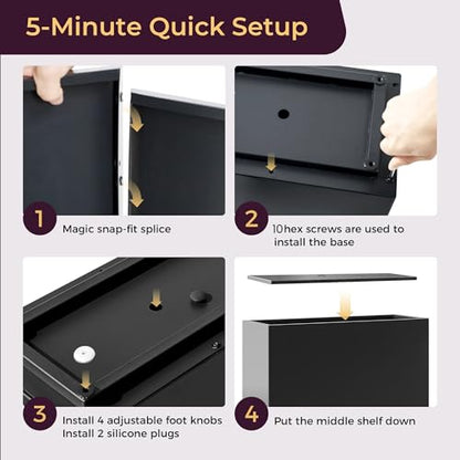 Tall Divider Metal Planter Box 36Wx11Dx30H, Quick 5-Min Assembly - size: 36Wx11Dx30H
