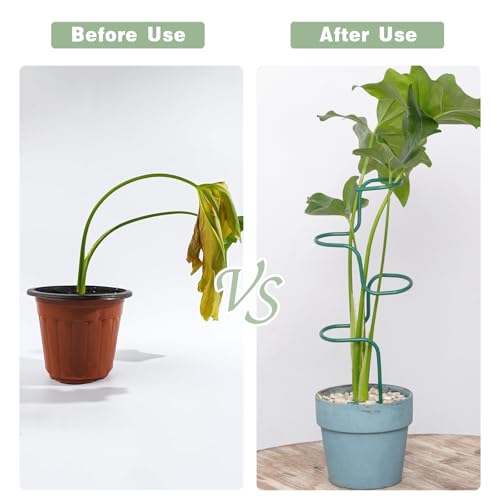 Plant Support Stakes - 3 Pack Durable Metal Trellis for Monstera - color: Green