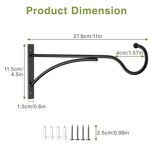 saffruff 11 Inch Heavy-Duty Metal Plant Hanger Hooks, Outdoor, Matte Black - size: 11 in, 1 pk