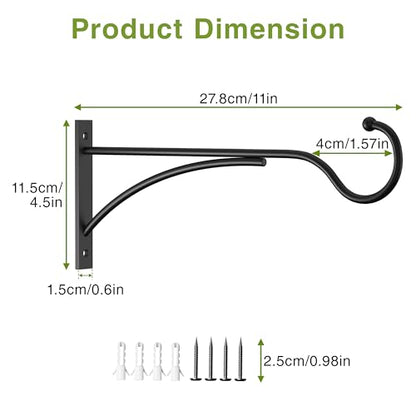 saffruff 11 Inch Heavy-Duty Metal Plant Hanger Hooks, Outdoor, Matte Black - size: 11 in, 1 pk