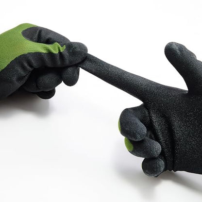 COOLJOB 2 Pairs Gardening Gloves for Men, Breathable Rubber Coated, Medium - color: Black & Green (Latex), size: Medium (Pack of 2)