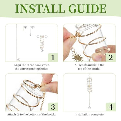 Glasseam 4 Pack Hanging Plant Propagation Stations with Crystal Suncatchers