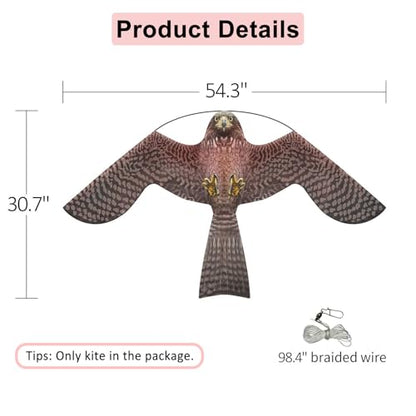 eyijklzo Bird Scarer Hawk Flying Kite Without 13ft Pole-Only Red Kite - style: Red-Only kite