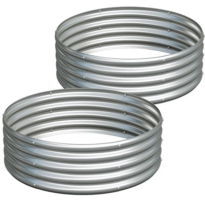 2PCS 3x3x1ft Galvanized Raised Garden Bed Kit-Round Garden Bed Outdoor Planter Box for Vegetables,Flowers,Herbs,Easy Assembly,Silver - size: 3x3x1(2PCS)
