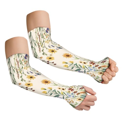 1 Pair Gardening Sleeves Farmers Sun Protection Cooling Arm Sleeves Cover Arms for Women Men Garden Outdoor Sports - color: Beige