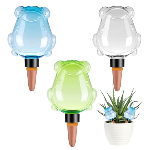 3Pcs Frog Plant Self Watering Globes for Indoor and Outdoor Plastic Water Bulbs Top Fill Plant Watering Globes Slow Release Terracotta Plant Watering Devices System for Plants, Multicolor - color: Multicolor