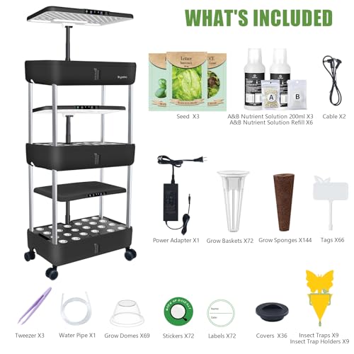 Hydroponics Growing System, 66-Pod Indoor Garden with Seeds - size: 3-Tier