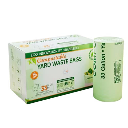OrangeBio 33 Gallon Compostable Trash Bags, 40 Count, BPI Home Certified - size: 40 Count (Pack of 1)