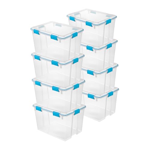 Sterilite Gasket Storage Box with Lids for Home & Office, 80 Quart, 8-Pack - size: 80 Quart, style: 8 Pack