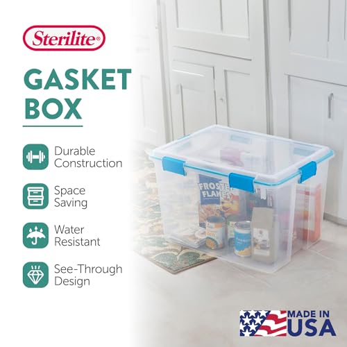 Sterilite Gasket Storage Box with Lids for Home & Office, 80 Quart, 16-Pack - size: 80 Quart, style: 16 Pack