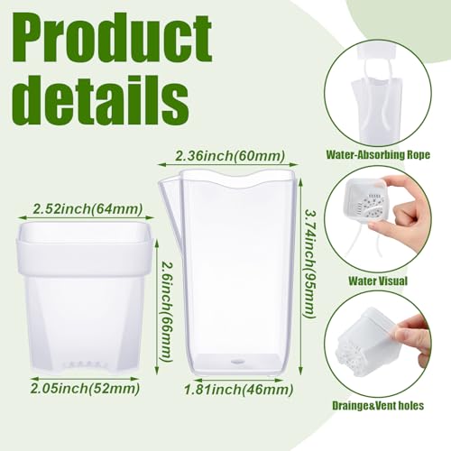 LemonRoad 20 Pack 2.5" Small Self Watering Pots for Indoor Plants - size: 2.5"