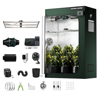 Mars Hydro 2x4 Smart Grow Tent Kit FC-4000 Grow Light Indoor Plant Growing - size: 48" × 24" × 70"
