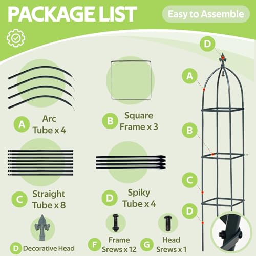 100% Garden Trellis Metal Obelisk Trellis for Climbing Plants Outdoor - color: Green