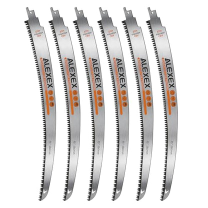 ALEXEX 6Pcs 15" Japanese Teeth Reciprocating Saw Blades for Wood Cutting and Tree Trimming, 6TPI Arc Curved Wood Sawzall Blades for PVC Pipe Cutting, Cr-V Sabre Sawzall Pruning Blades 15 Inch - size: 15 Inch 6TPI