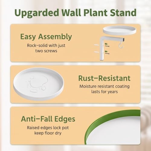 LASZOLA Plant Hanger Holder Shelf Wall Indoor with Lights, 2 Pcs White - color: White, size: 2