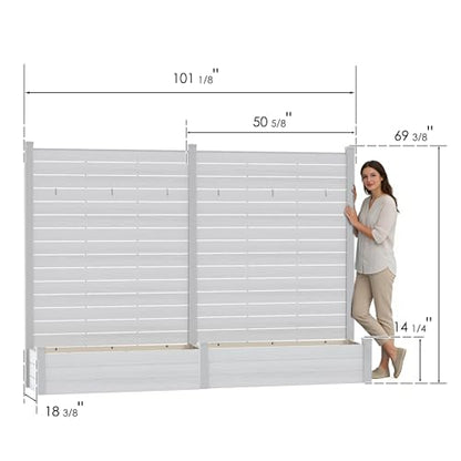 Kozyard 2Pack Privacy Screen with Planter70 H x 51" W Outdoor Garden Screen - color: White/2pack