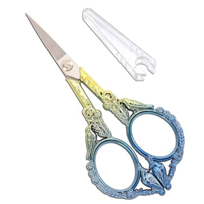 YOUGUOM Small Craft Scissors, Mini Sewing Embroidery Shears - color: Blue Golden