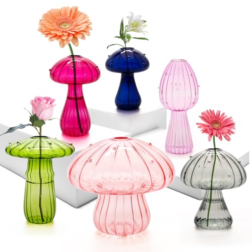 6Pcs Mushroom Vase, Coldairsoap Glass Mushroom Propagation Vases for Plants