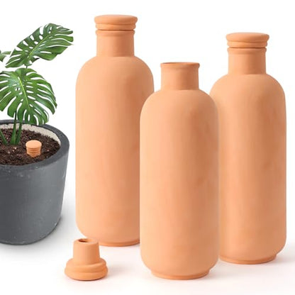3pcs Terracotta Plant Watering Globes 3.5 * 10inch Terracotta Watering Pots Self Watering Planter 900ml for Indoor Outdoor Plants Clay Plant Watering Globes Planter Insert Watering Pots - style: Ｇ