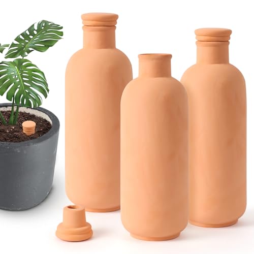 3pcs Terracotta Plant Watering Globes 3.5 * 10inch Terracotta Watering Pots Self Watering Planter 900ml for Indoor Outdoor Plants Clay Plant Watering Globes Planter Insert Watering Pots - style: Ｇ