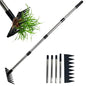 Weed Puller Tool Stainless Steel 8 Tines Manual Weeder Tool with Adjustable Length Handle, Weeder Rakes for for Yard, Patio, Lawn and Garden - size: 8 TINES
