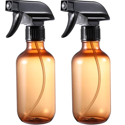 Spray Bottles 2 Pack 10 oz Refillable Plastic Squirt Bottle for Liquid - color: 2 Amber