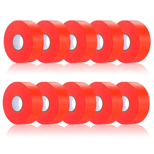 10 Pack Orange Flagging Tape, Non-Adhesive Plastic Ribbon Neon Marking Roll - color: Orange-10pack