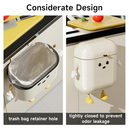 UFORU Plastic Hanging Trash Can with Lid, 3.2 Gallon Kitchen Compost Bin
