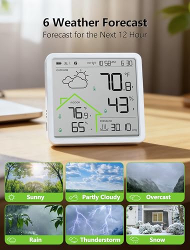 Wireless Weather Station, Indoor Outdoor Thermometer with 4.3" Display