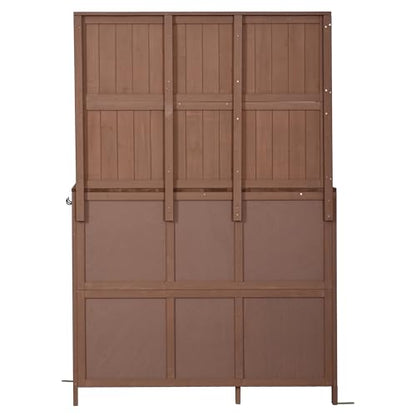 Potting Bench with Hutch, 65" H Solid Fir Wood Garden Workstation, Large Countertop, Patio Kitchen Island with Adjustable Shelves, Spice Rack, Side Hook and Drawer, Brown - size: Brown+1 Drawer