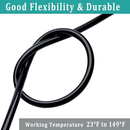 1/4" id - 10 ft Black Vinyl Tubing Flexible PVC Irrigation Hose & 2 Clamps - size: 1/4" ID, style: 10 Feet