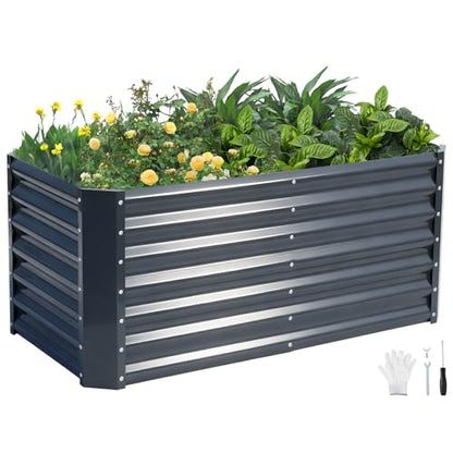Raised Garden Bed, 4x2x1.86ft, Grey - color: Gray, size: 4×2×2FT(1pcs)