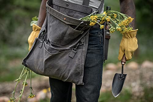 Barebones Harvesting and Gathering Bag - Foraging, Harvest and Fruit Picking Bag with Convertible Straps - Water-Resistant Waxed Canvas Gardening Tool(Slate Gray) - color: Slate Gray